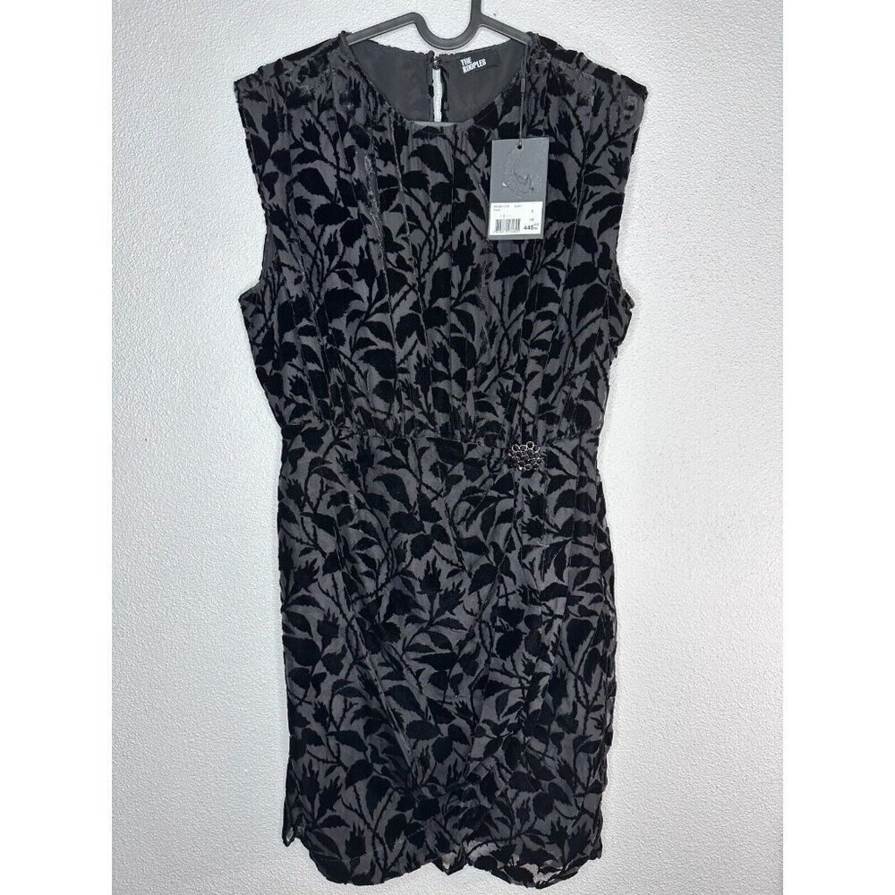 The Kooples Short Black Devore Velvet Dress Size S Cocktail - Picture 6 of 16